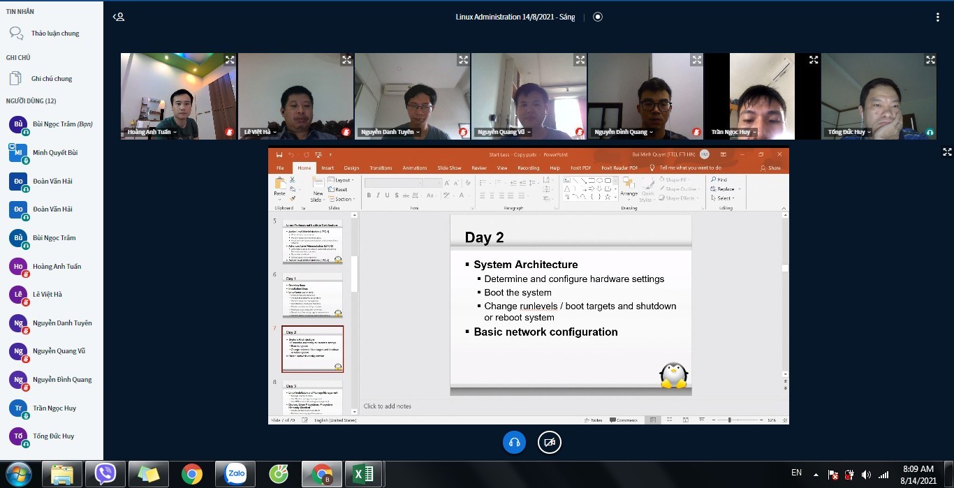 Các các bộ thuộc Tổng công ty hạ tầng Mạng (VNPT Net) tham gia khóa đào tạo Linux Administration (LPI 1) do COE tổ chức.