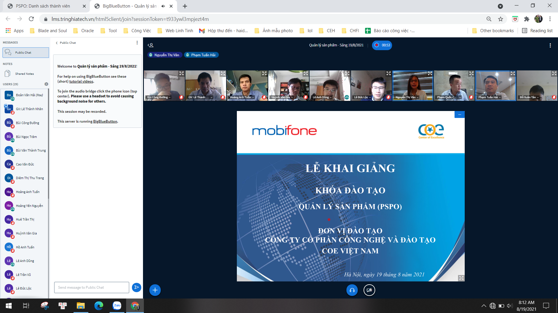 COE Việt Nam đào tạo khóa học Quản lý sản phẩm Professional Scrum Product Owner (PSPO) cho các cán bộ của Trung tâm đo kiểm và sửa chữa thiết bị viễn thông Mobifone.