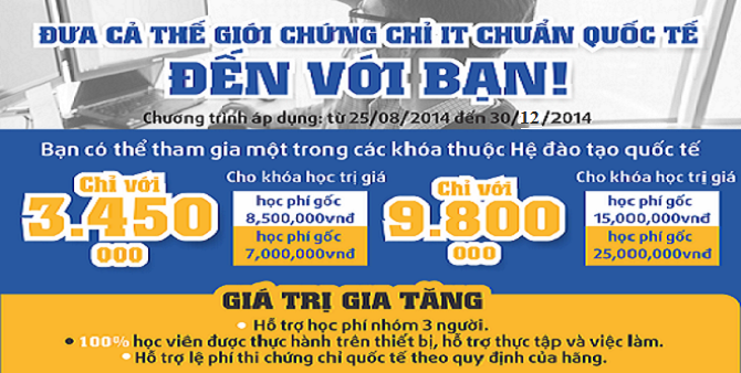 Đưa cả thế giới chứng chỉ IT chuẩn quốc tế đến với bạn!